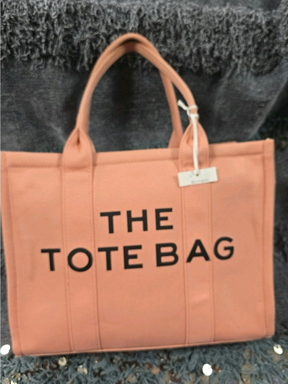 Women's Pink Canvas Tote Bag with Bold Logo
